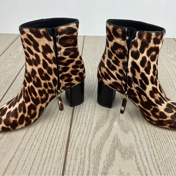 Tory Burch Brooke Leopard Calf Hair Ankle Heeled Booties 5 Brown/Tan/Black $398 - Picture 3 of 9